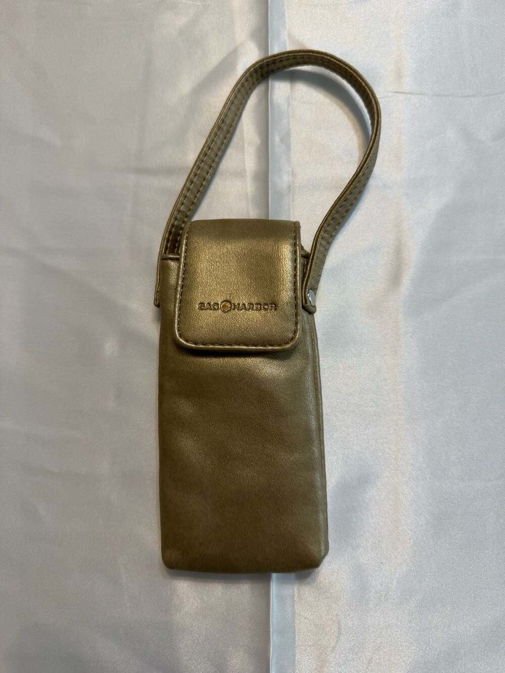 Sag Harbor Gold Faux Leather Eyeglass Case with Wristlet Handle